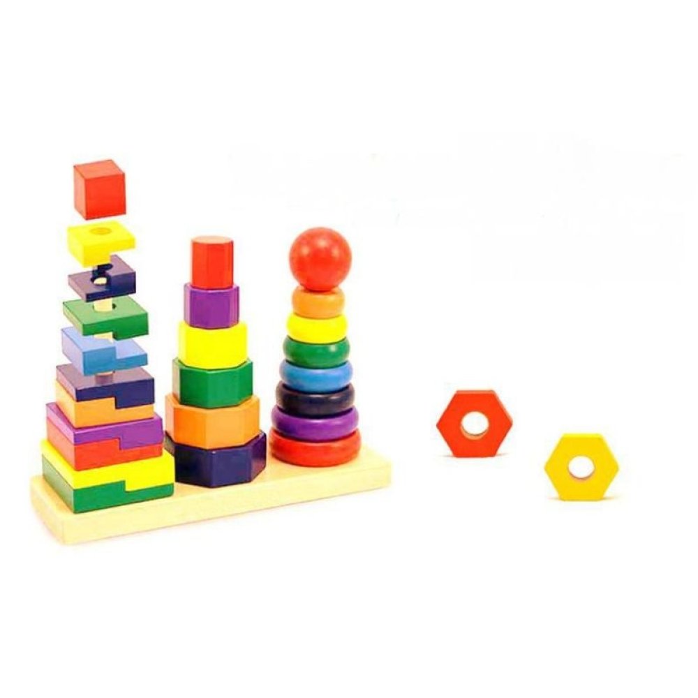 Ahşap Gökkuşağı Kulesi Sıralama Oyuncakları