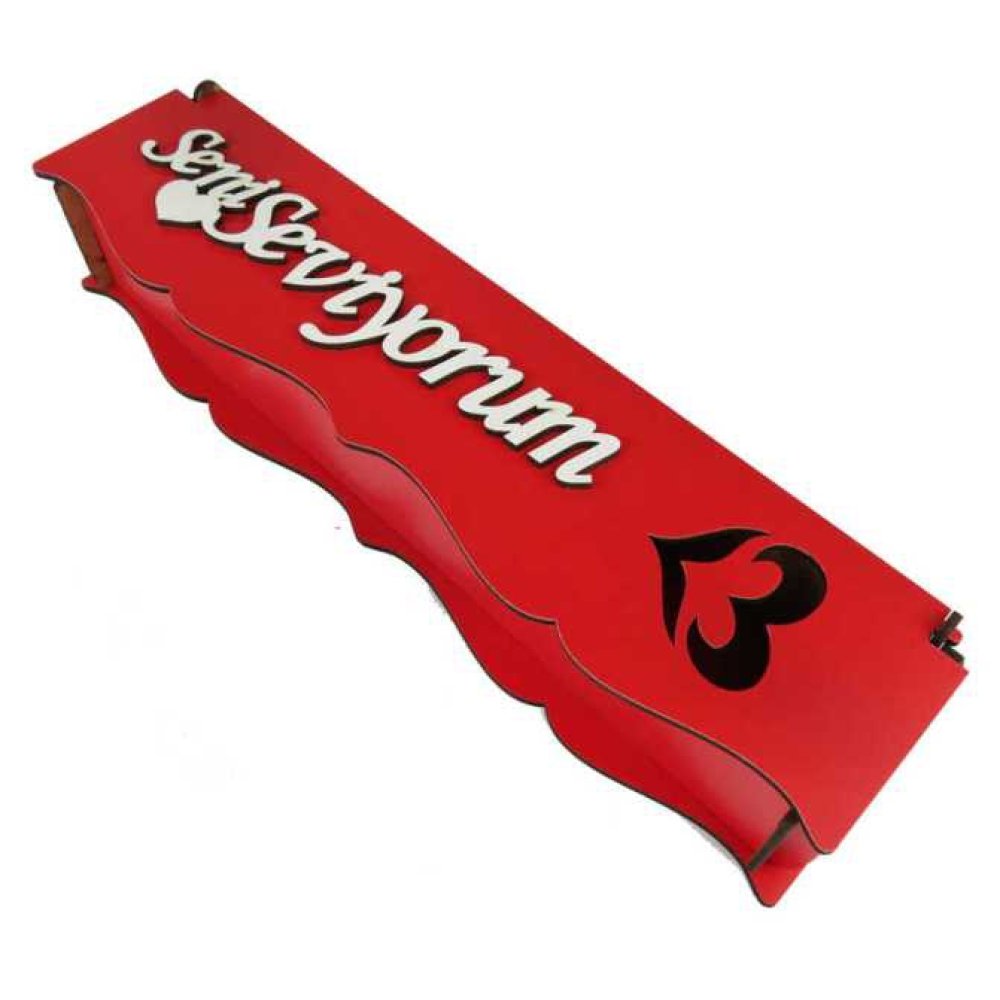 Ahşap Seni Seviyorum Yazılı Kutu