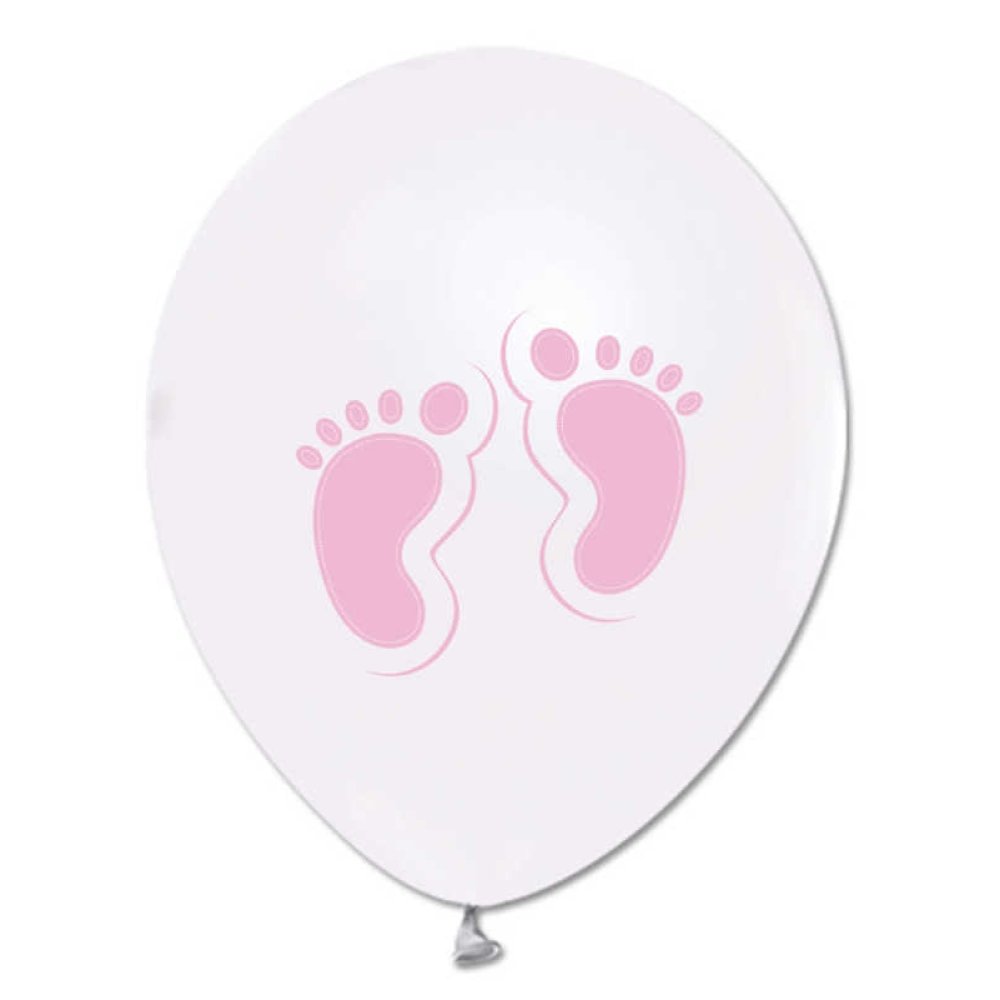 BALON BASKILI 12 İNC 1+1 AYAKİZİ METALİK BEYAZA PEMBE PK:100 KL:50