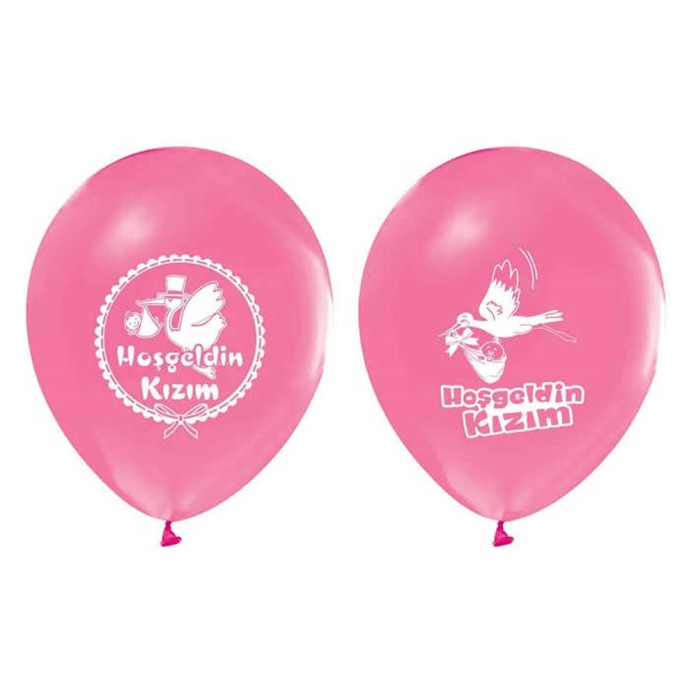 BALON BASKILI 12 İNC 1+1 HOŞGELDİN KIZIM PEMBE PK:100 KL:50