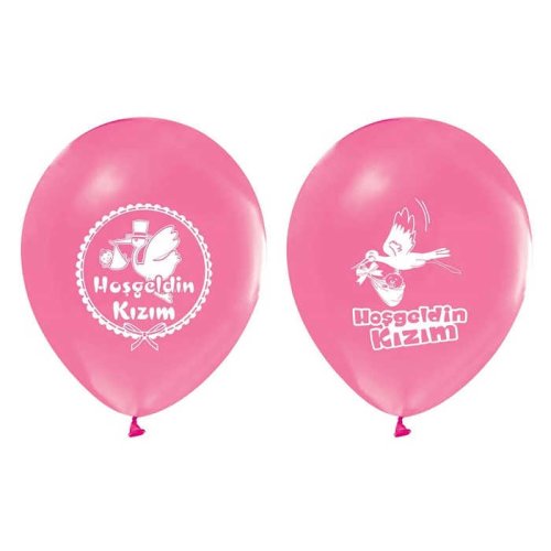 BALON BASKILI 12 İNC 1+1 HOŞGELDİN KIZIM PEMBE PK:100 KL:50