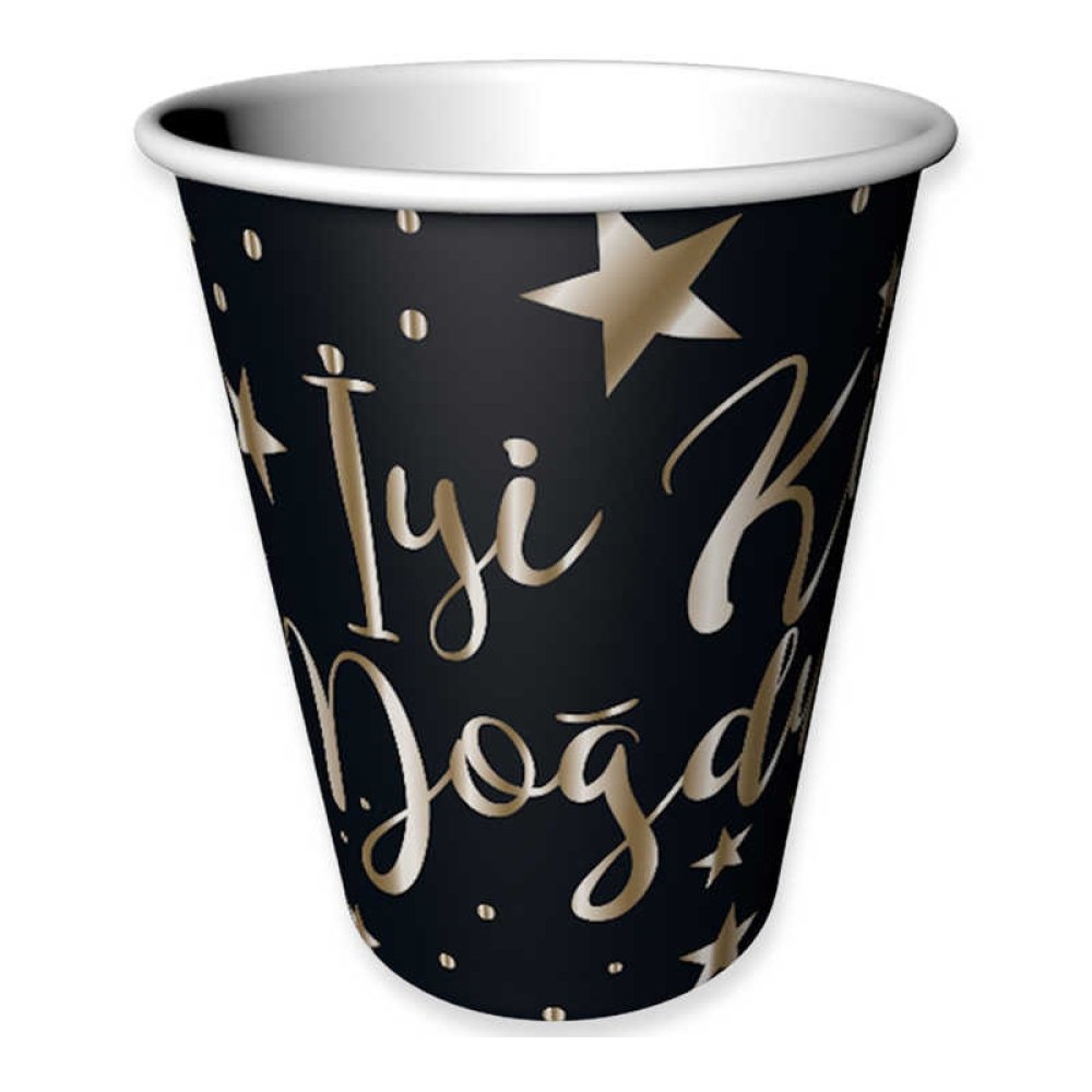 BARDAK GOLD İYİKİ DOĞDUN VARAK BASKILI SİYAH PK:6 KL:54