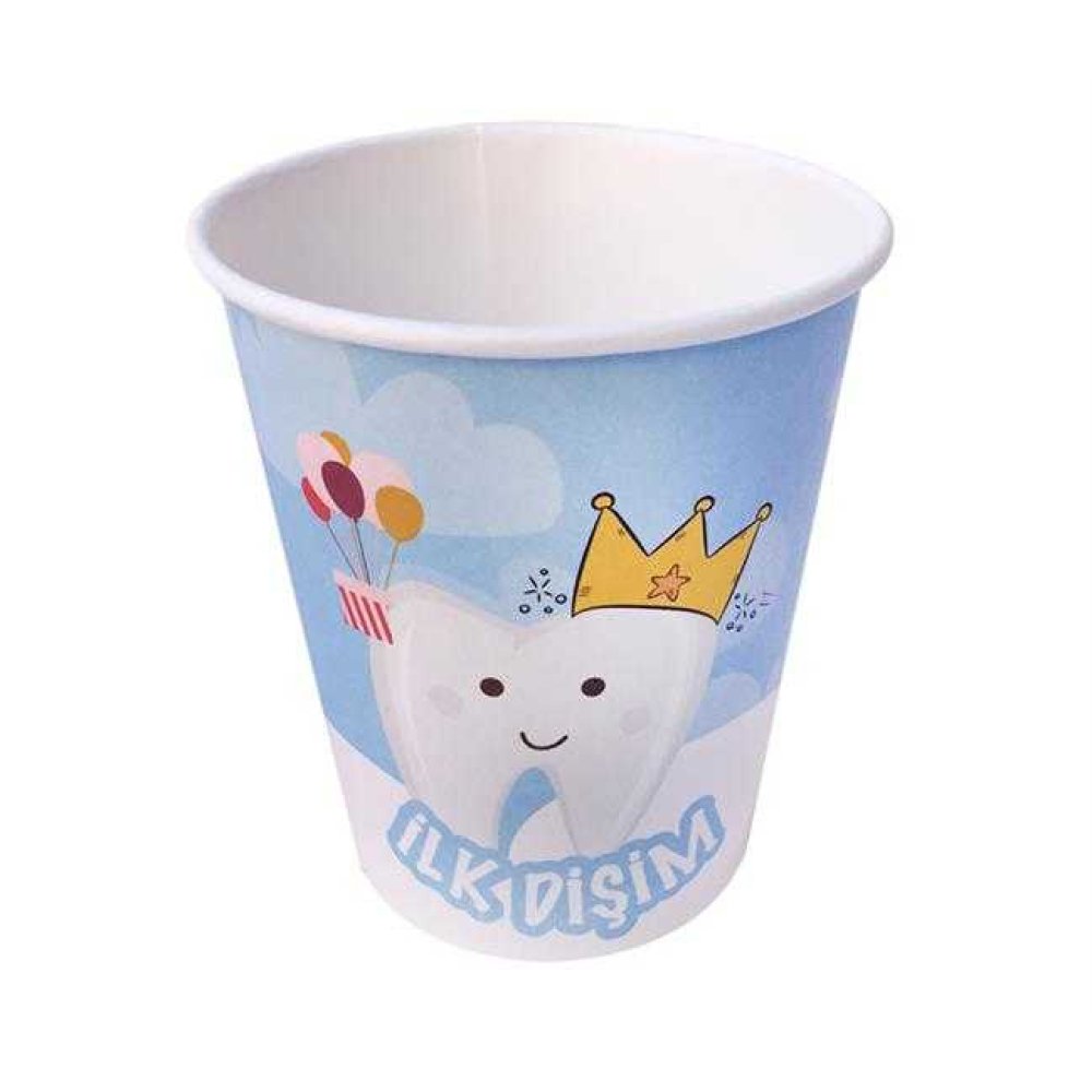 BARDAK KARTON İLK DİŞİM MAVİ 8oz PK:8-100