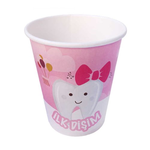 BARDAK KARTON İLK DİŞİM PEMBE 8oz PK:8-100