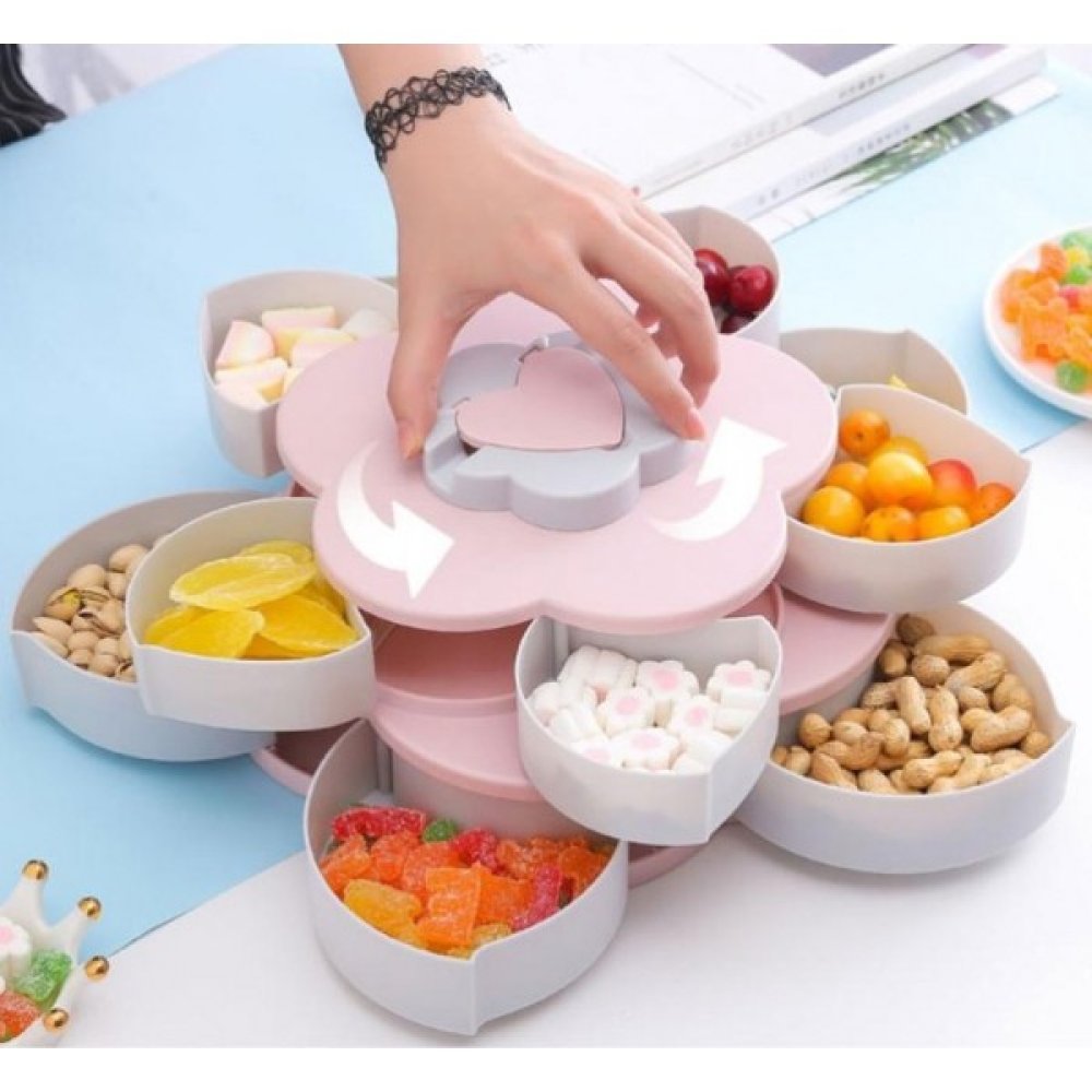 Çiçek Tasarım İki Katlı Makyaj Organizer Ve Çerezlik