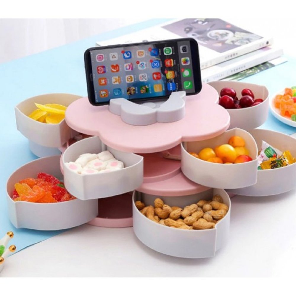 Çiçek Tasarım İki Katlı Makyaj Organizer Ve Çerezlik