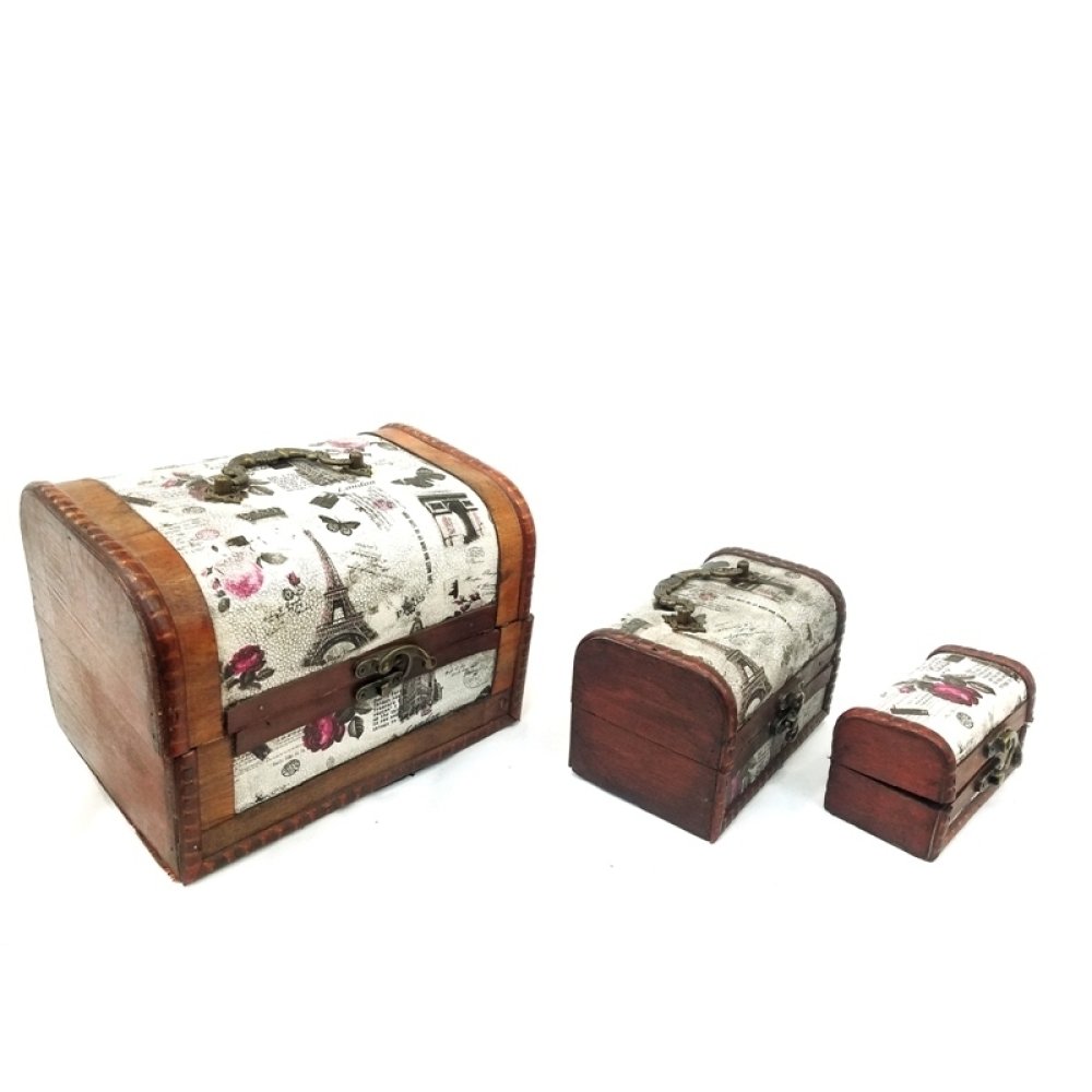 Dekoratif Ahşap 3'lü Sandık Seti