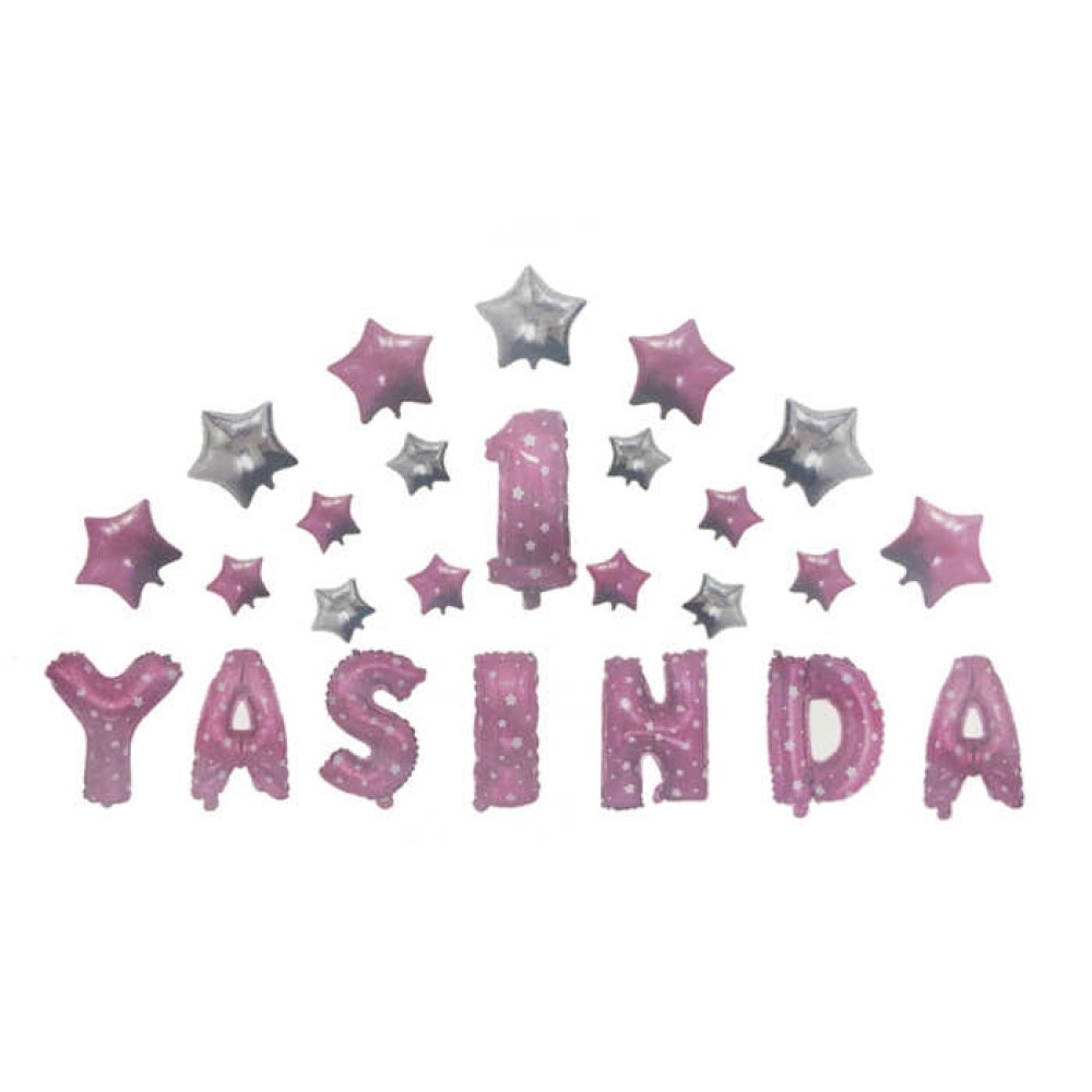 FOLYO BALON 1 YAŞINDA YILDIZLI SET PEMB 16INC PK:1