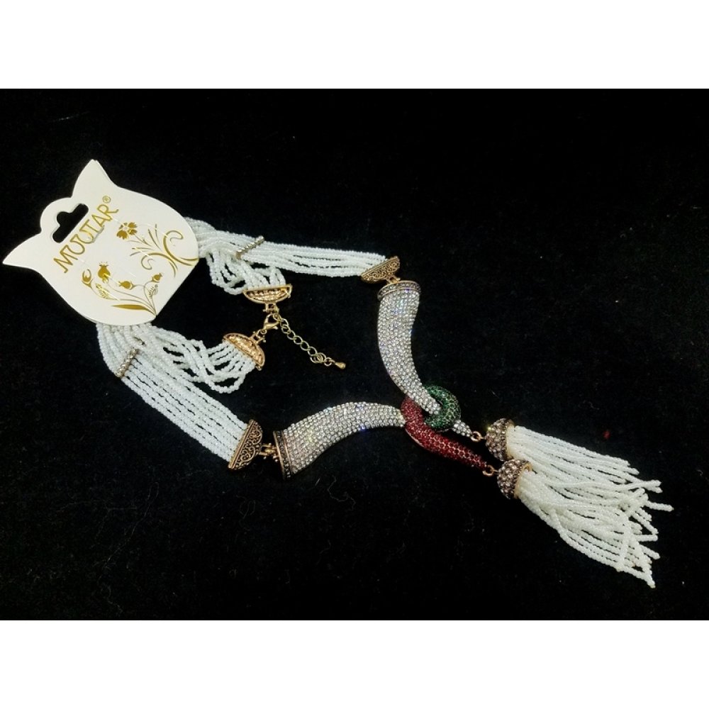 İncili Taşlı Bronz Kolye