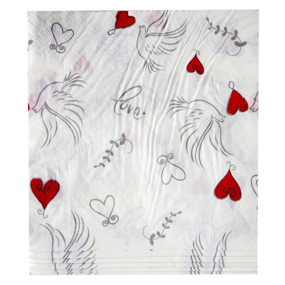 Kalp ve Kuş Baskılı Peçete