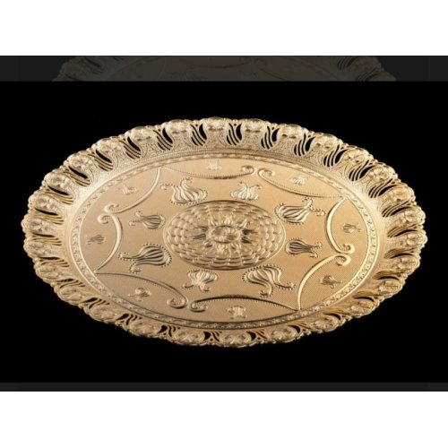 Lale Motifli İşlemeli Sunum Tepsisi