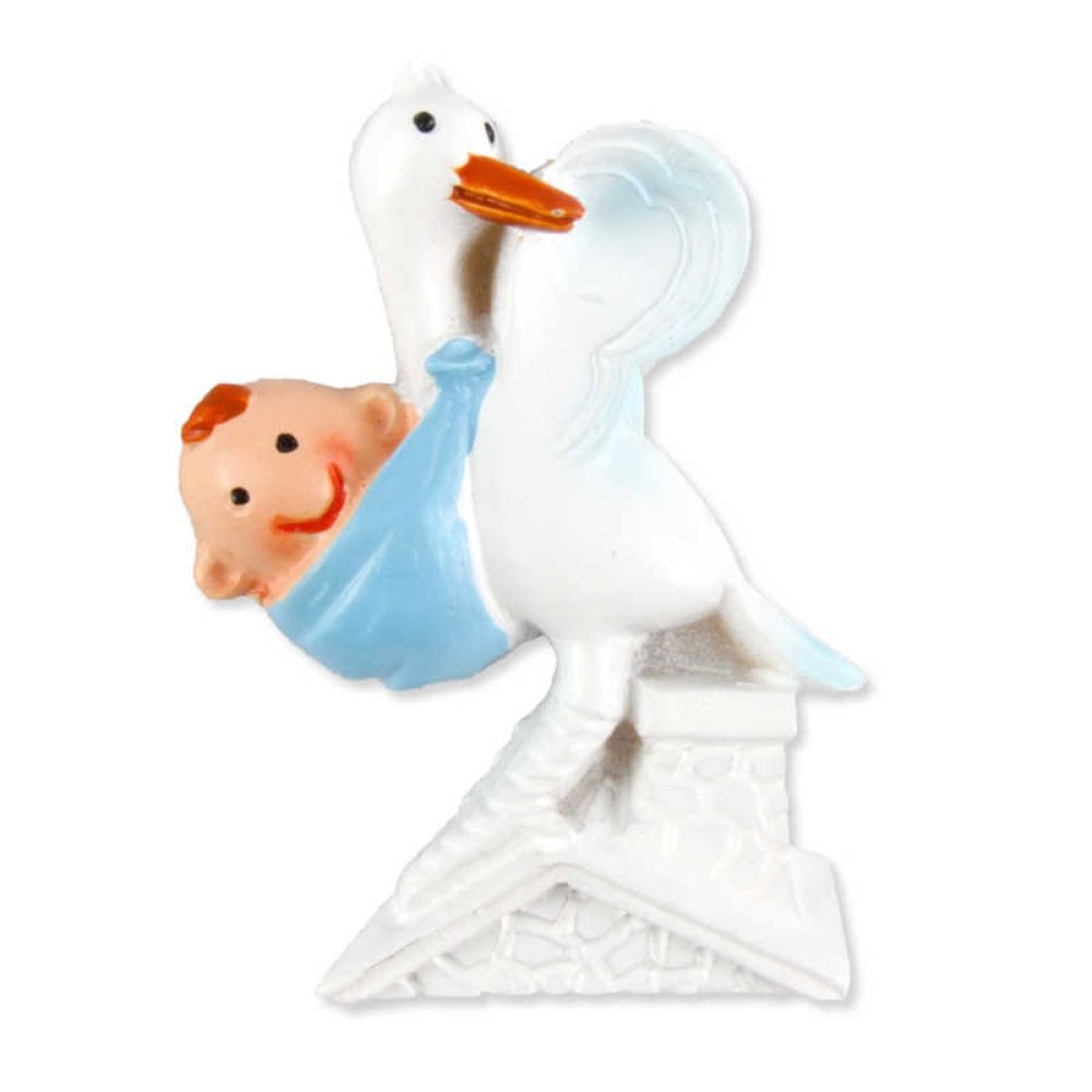 -Leylek Ağzında Bebek Biblo Mavi Renk