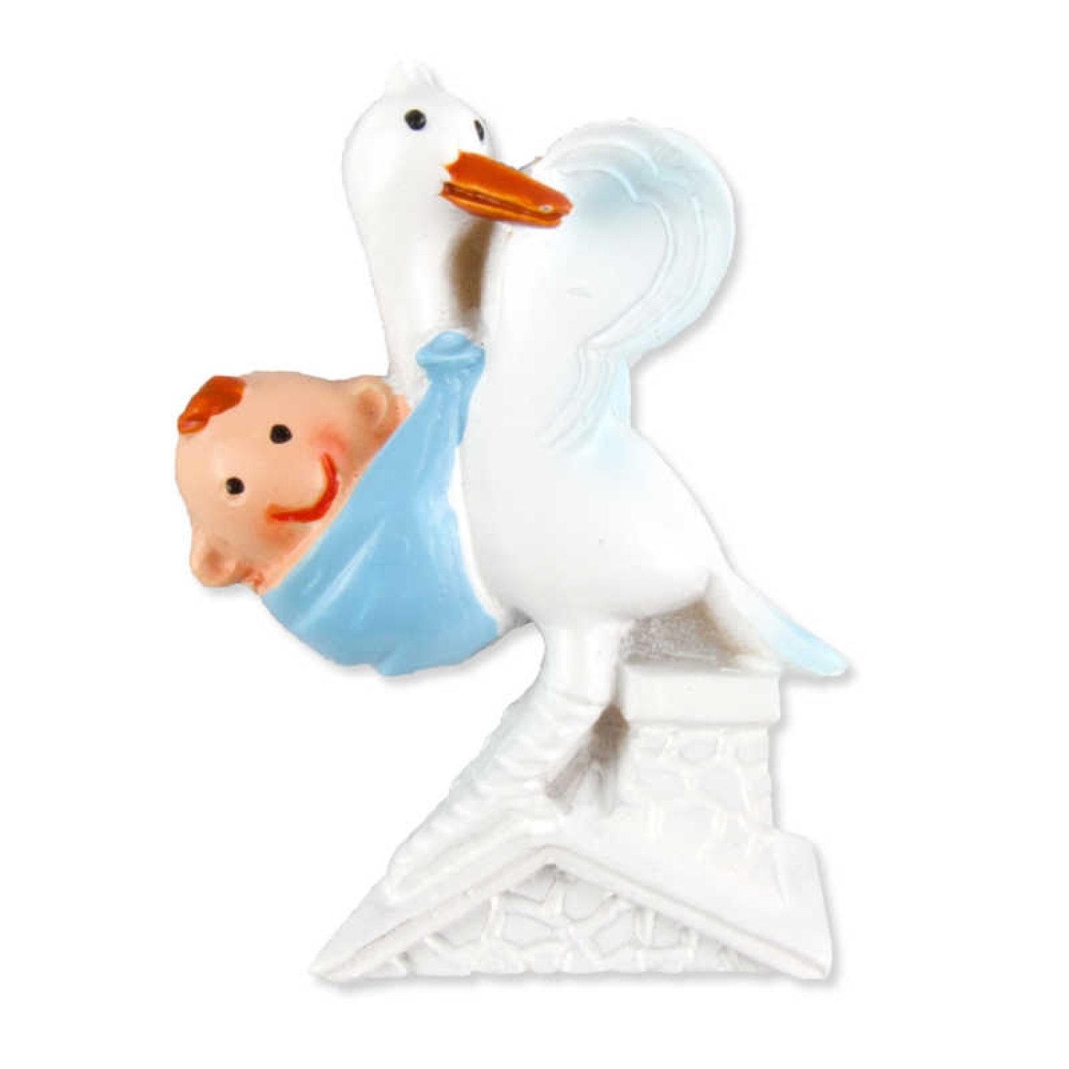 -Leylek Ağzında Bebek Biblo Mavi Renk