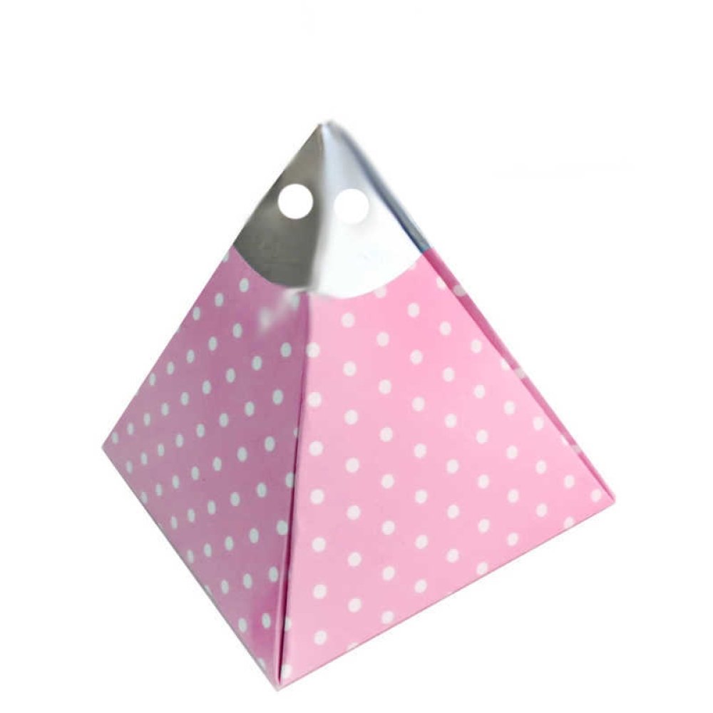 LOKUMLUK KARTON PİRAMİT PUANTİYELİ PEMBE PK:50 KL:100