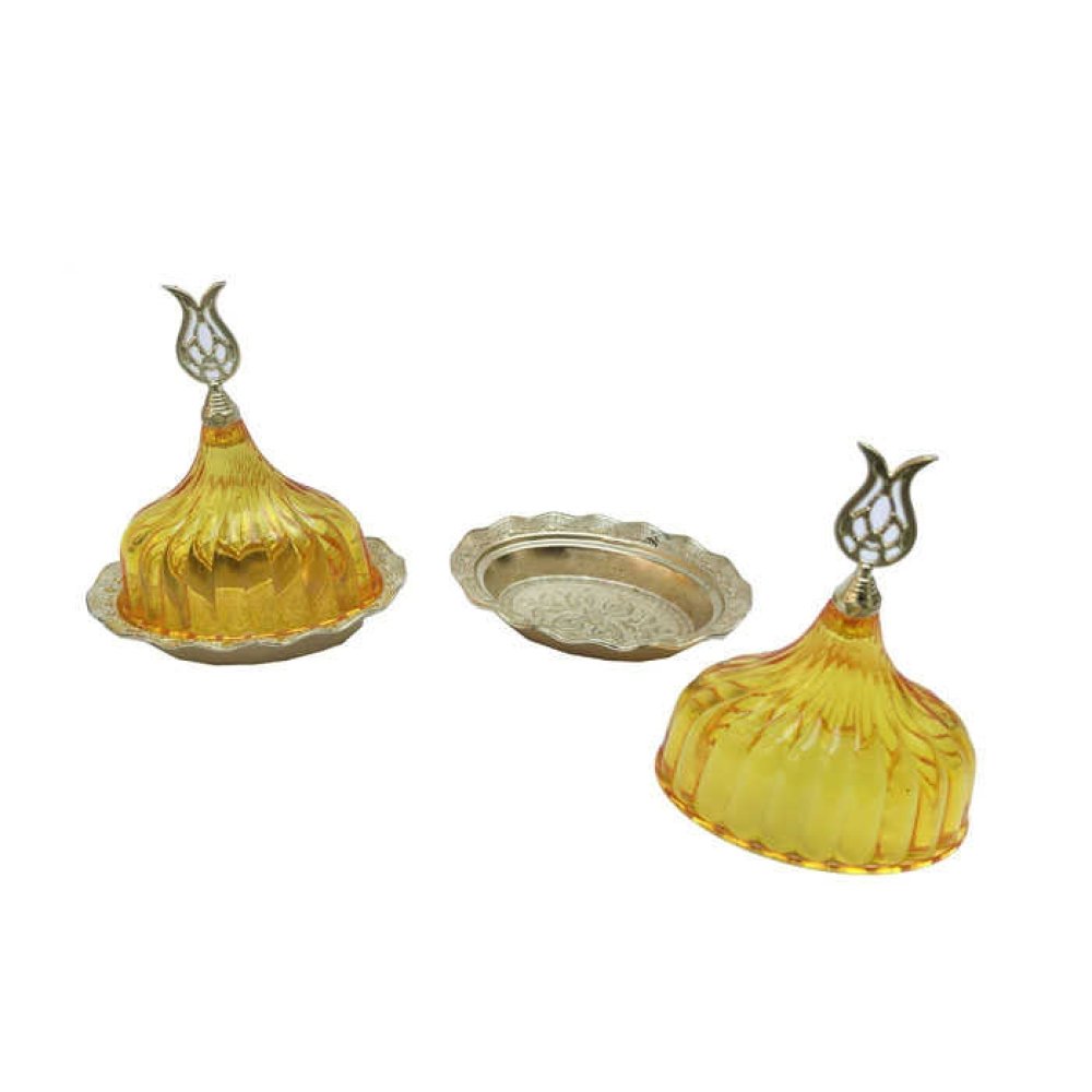 LOKUMLUK KRİSTAL KAPAKLI BÜYÜK OVAL SARI P10-20