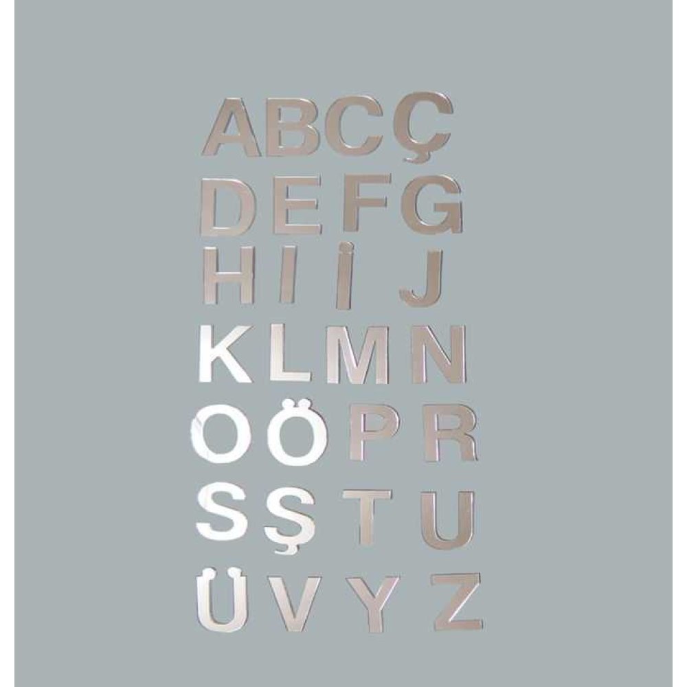 PLEKSİ HARF 2 MM 4X4 CM GÜMÜŞ B PK:25