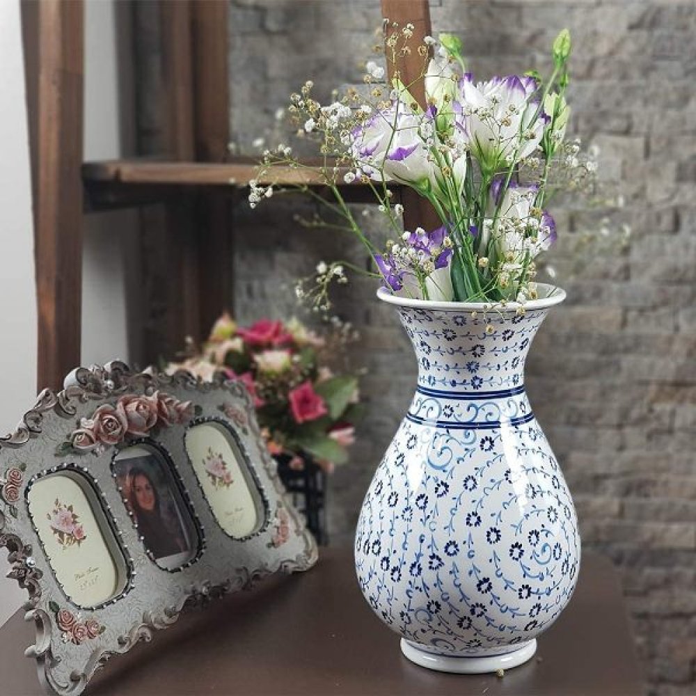 Seramik Çini İşlemeli El Yapımı Vazo