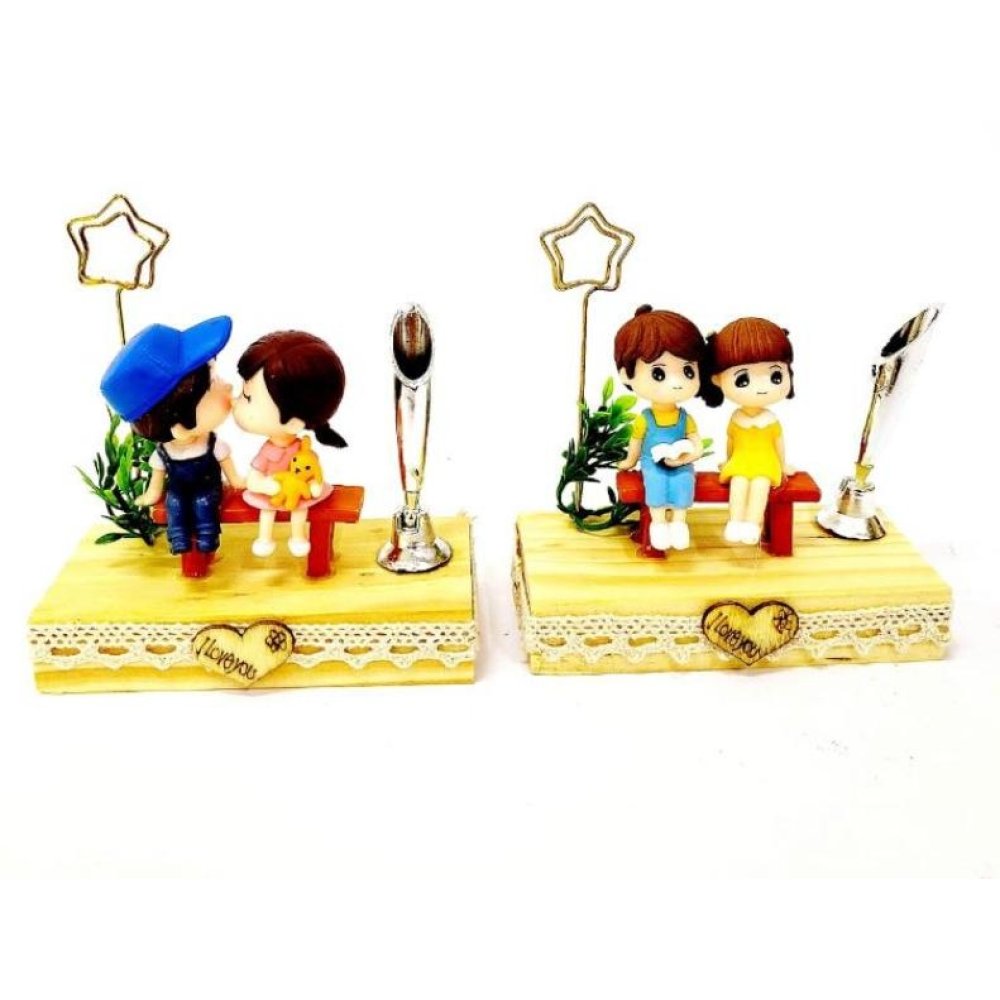 Sevgili Figürlü Ahşap Kalemlik Notluk