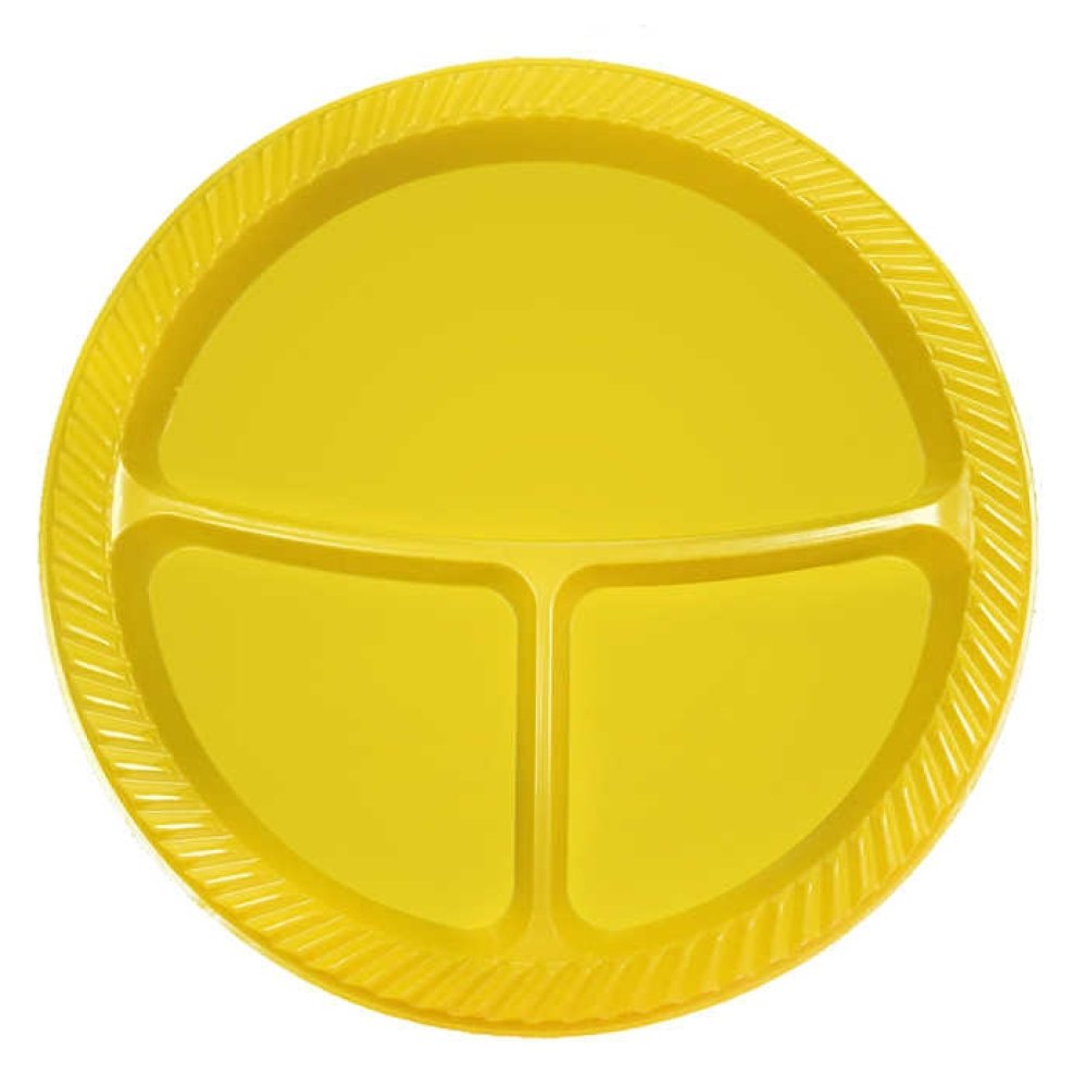 TABAK PLASTİK 3 BÖLMELİ 26 CM SARI PK:25 KL:20