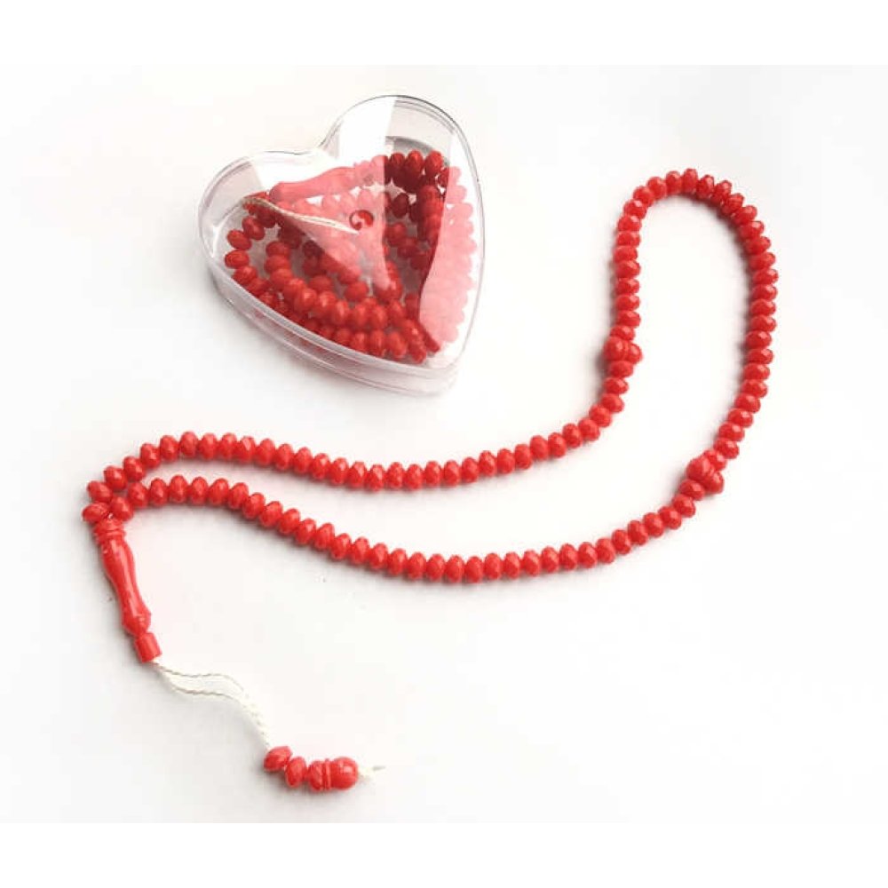 TESBİH KOKULU KALPLİ KUTULU 99 LUK KIRMIZI PK:60 KL:7