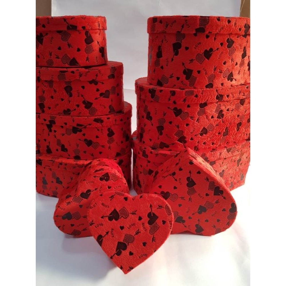 Toptan 10 lu Kırmızı Kalp Hediye Kutusu