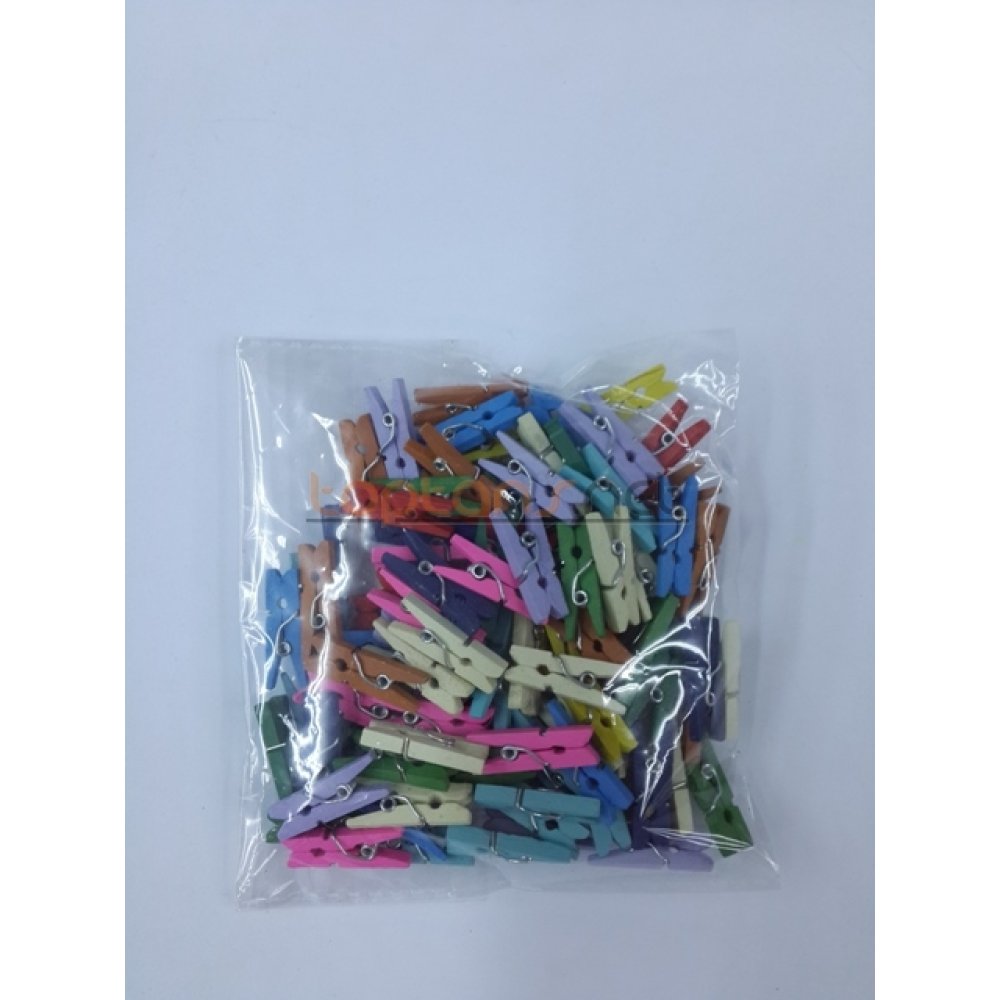 Toptan 100 adet Karışık Renkli Ahşap Mandal