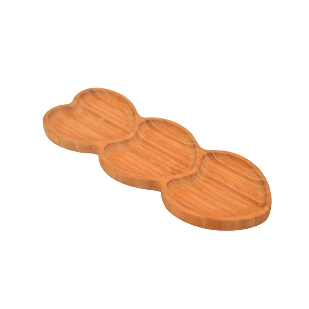 Toptan 3 Bölmeli Bambu Kalp Çerezlik