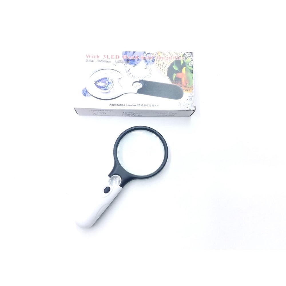 Toptan 3 Ledli El Tipi Işıklı Büyüteç 90 mm