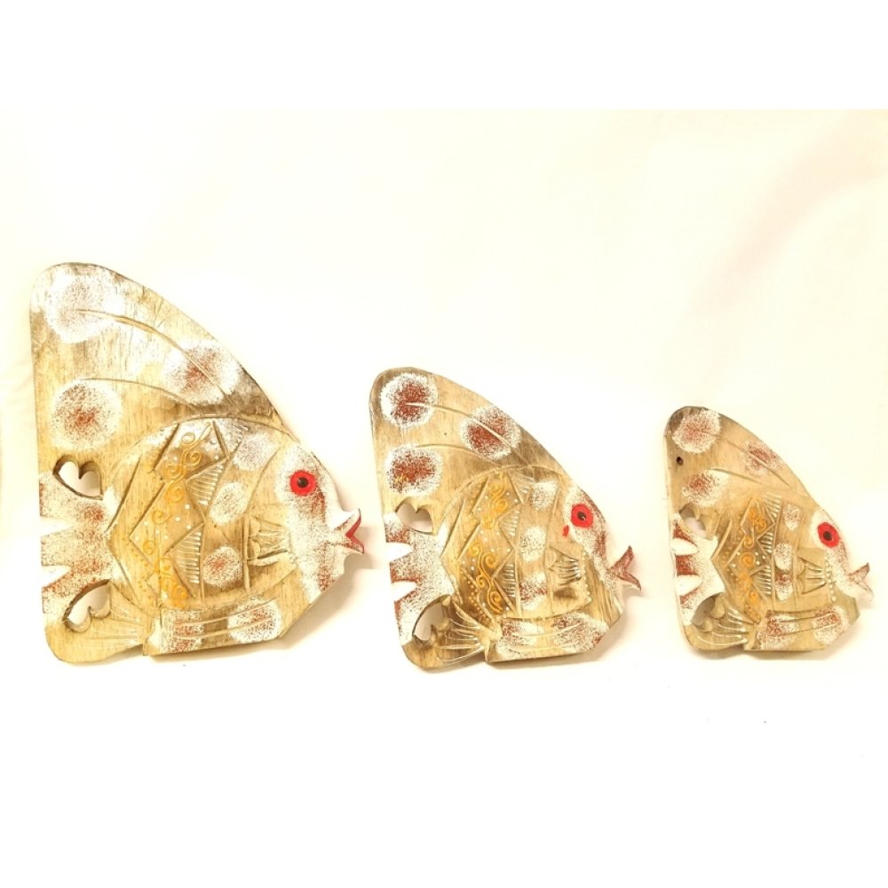 Toptan 3 lü Ahşap Balık Seti