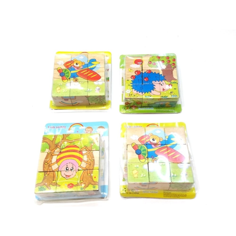 Toptan Ahşap 9 Küp 6 Farklı Yapboz Puzzle