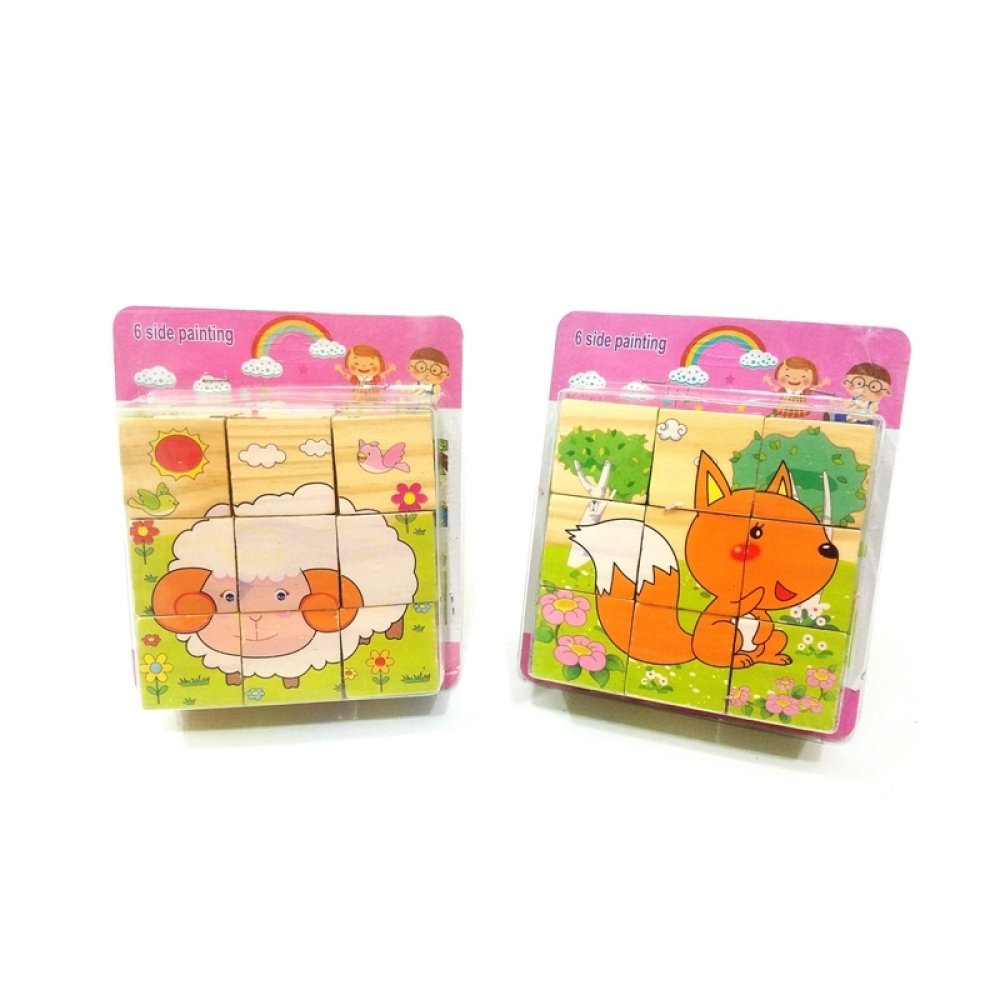 Toptan Ahşap 9 Küp 6 Farklı Yapboz Puzzle