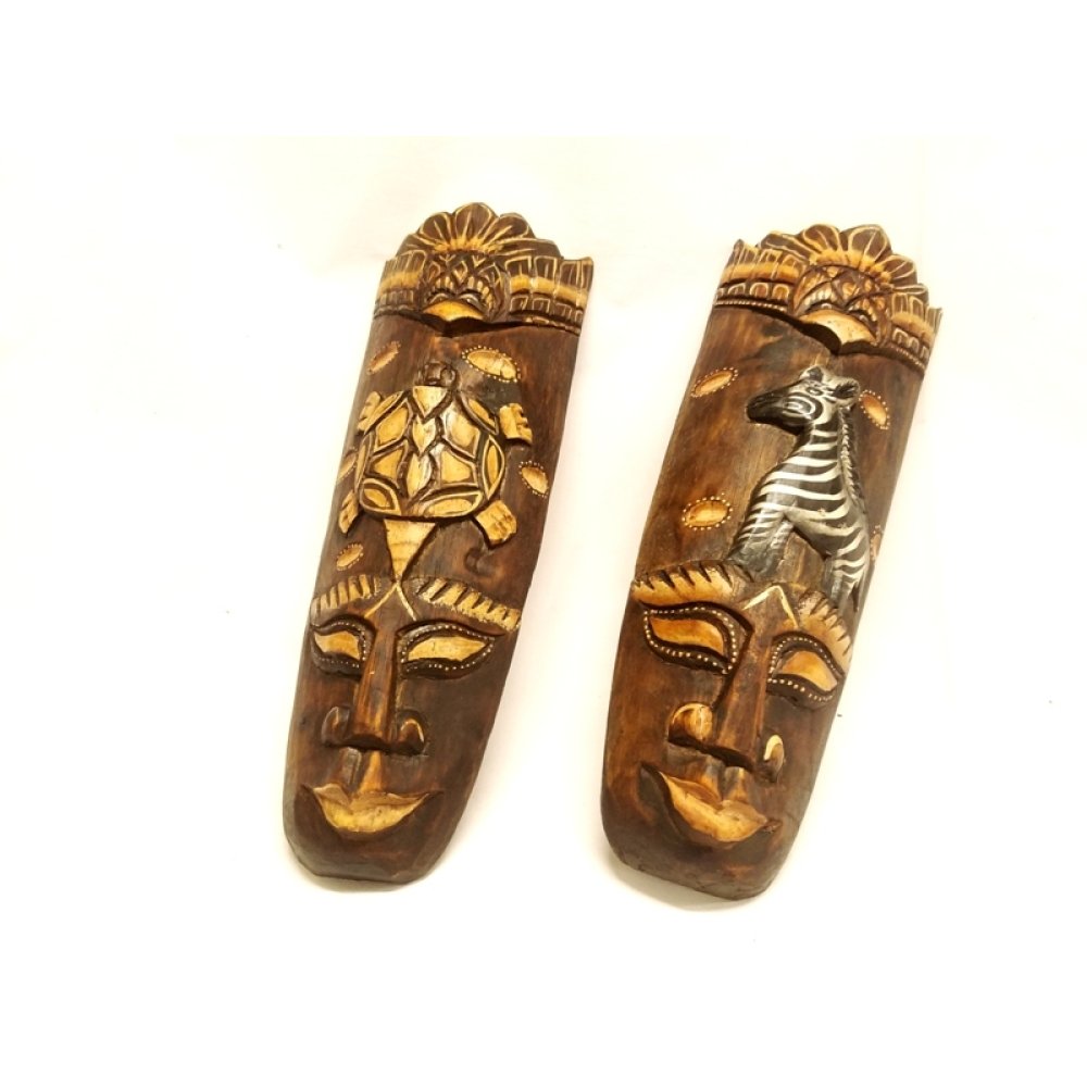 Toptan Ahşap Afrika Aborjin  Duvar Süsü 30 cm