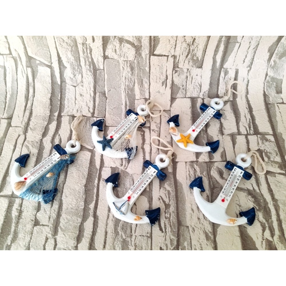 Toptan Ahşap Çapa Şeklinde Termometre Duvar Süsleri