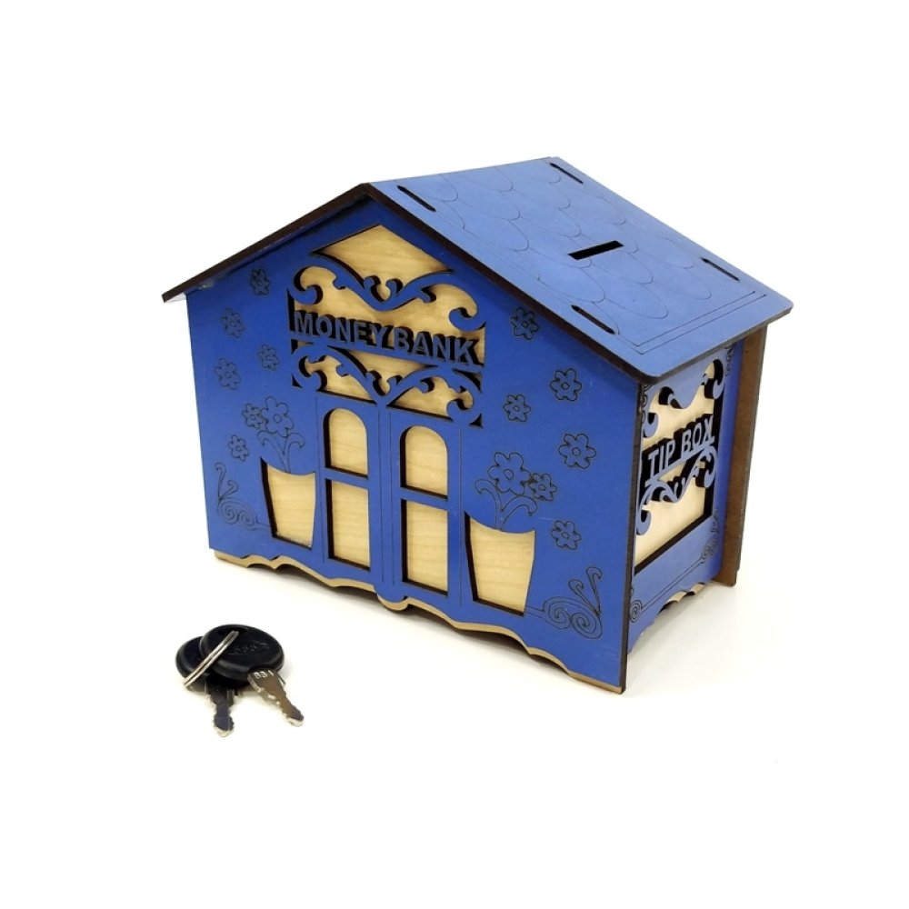 Toptan Ahşap Ev Şeklinde Kilitli Kumbara