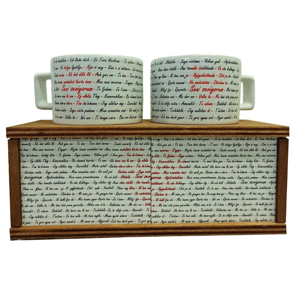 Toptan Ahşap Kutulu Sevgili Bardakları