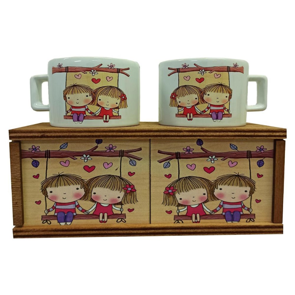 Toptan Ahşap Kutulu Sevgili Bardakları