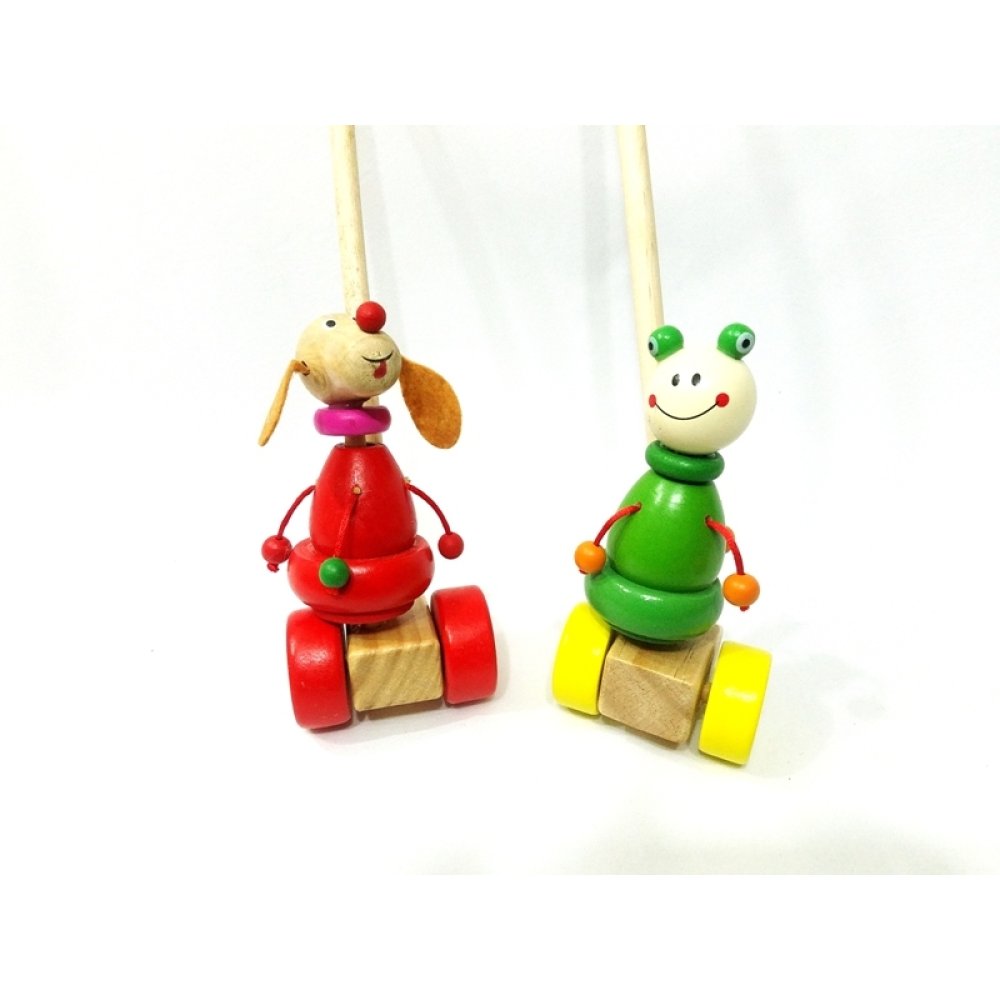 Toptan Ahşap Sopalı İtmeli Oyuncak 52 cm