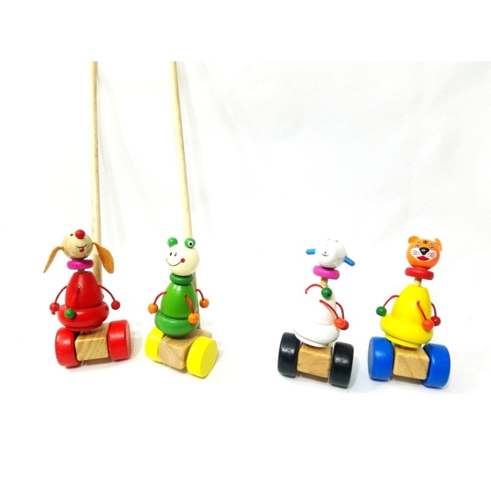 Toptan Ahşap Sopalı İtmeli Oyuncak 52 cm