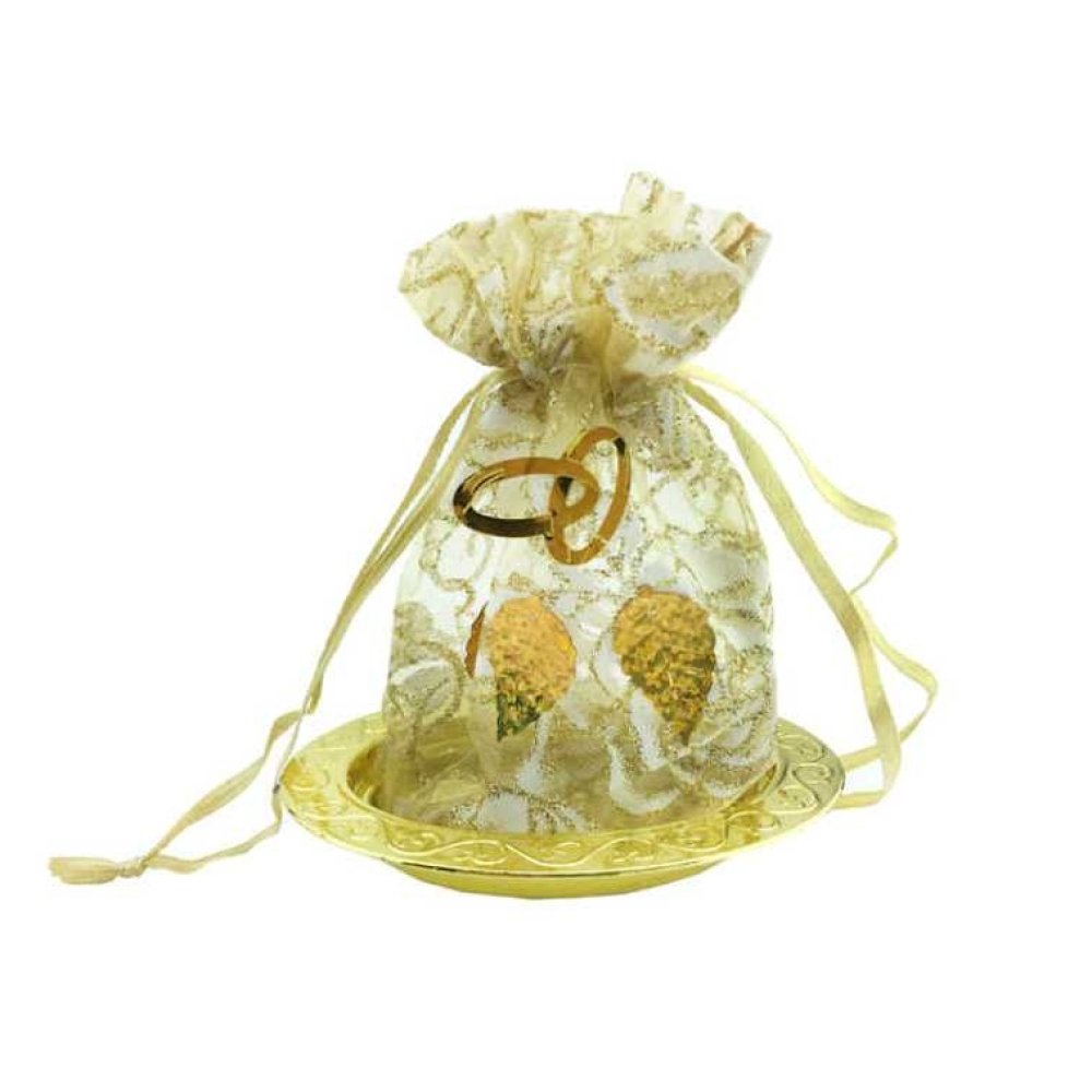 Toptan Altın gümüş Renk Lokumluk Keseli Çerezlik  Tepsi