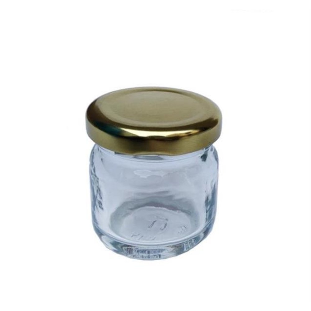 Toptan Altın ve Beyaz Renkli Metal Kapaklı Minik Reçel Bal Kavonuzu 40 cc