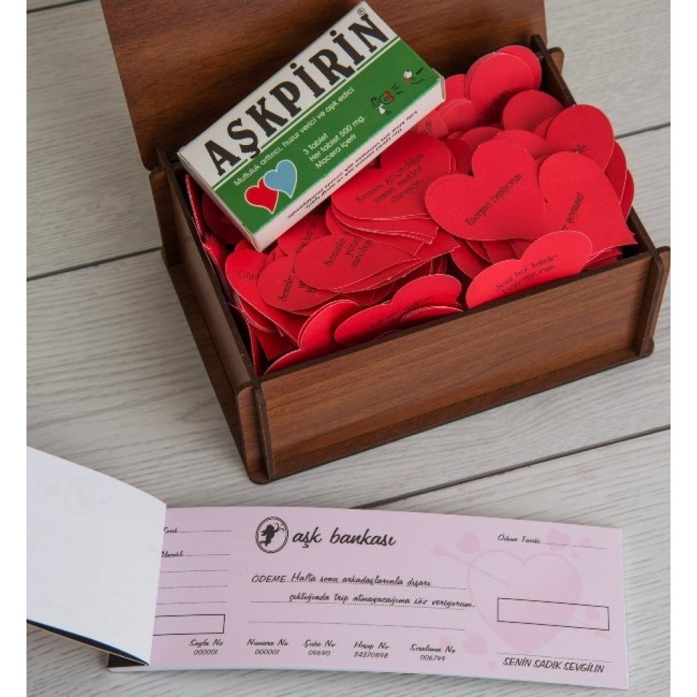 Toptan Aşk Bankası Ahşap Sandık Hediye Kutusu