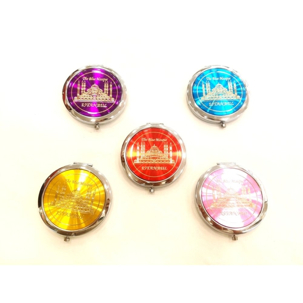 Toptan Ayasofya Desenli Çelik Ayna Küçük El Aynası