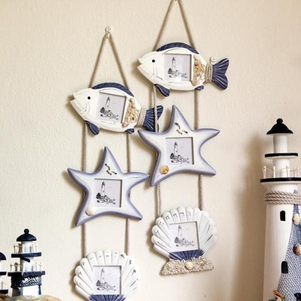 Toptan Balık İstiridye ve Deniz Yıldızı Şeklinde 3 Lü Denizci Çerçeve