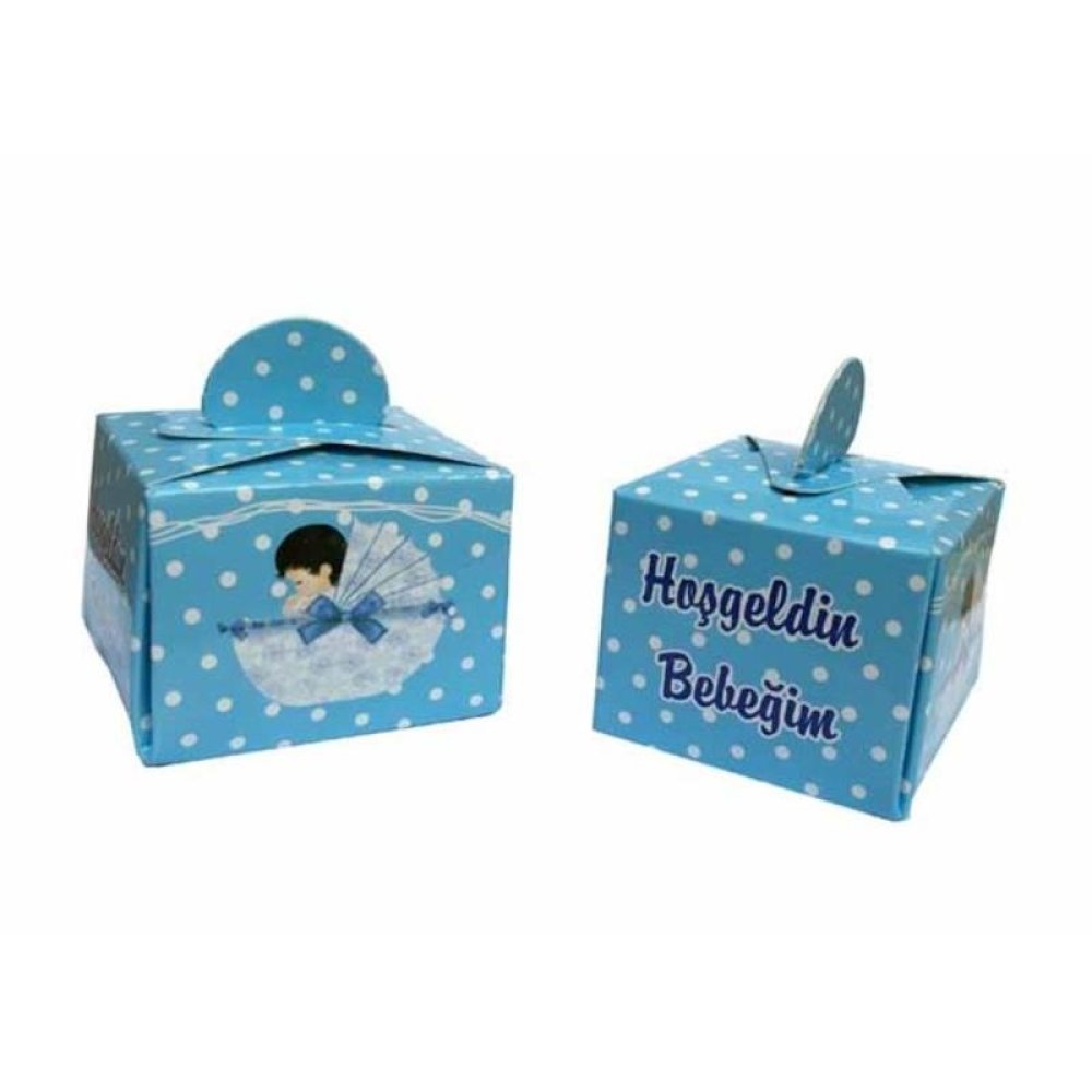 Toptan Bebek Mevlüdü Hediyelikleri Katlanan Lokumluk Karton Kutu 50 adet