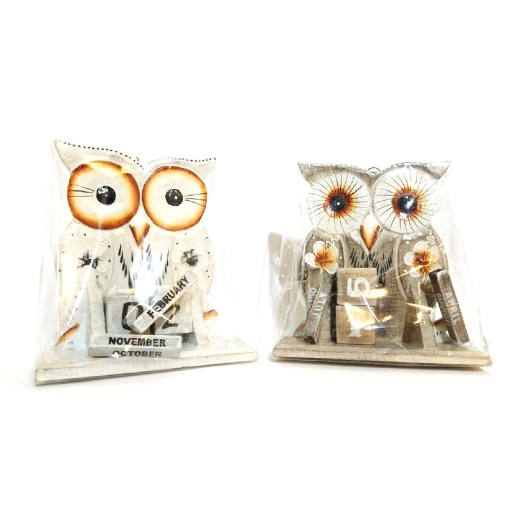 Toptan Büyük Boy Ahşap Baykuş Masa Takvimi