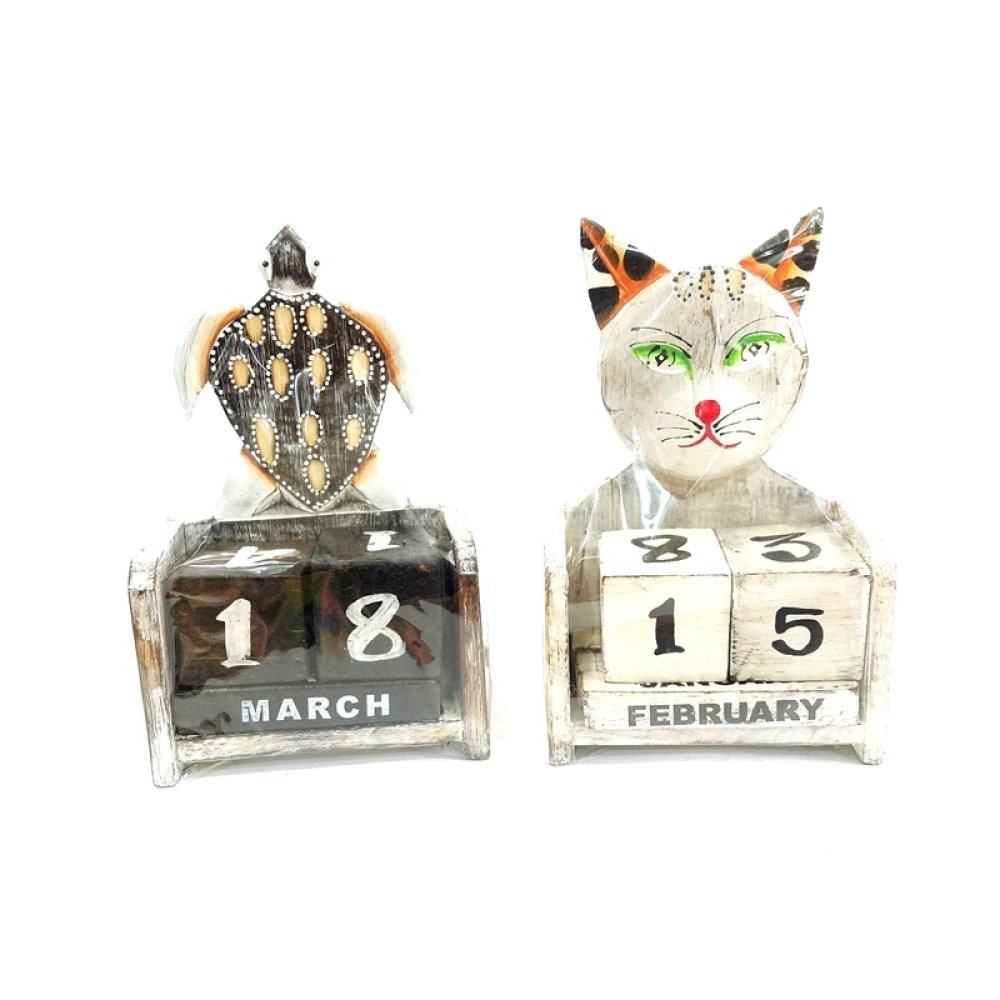 Toptan Büyük Boy Hayvan Figürlü Ahşap Takvim