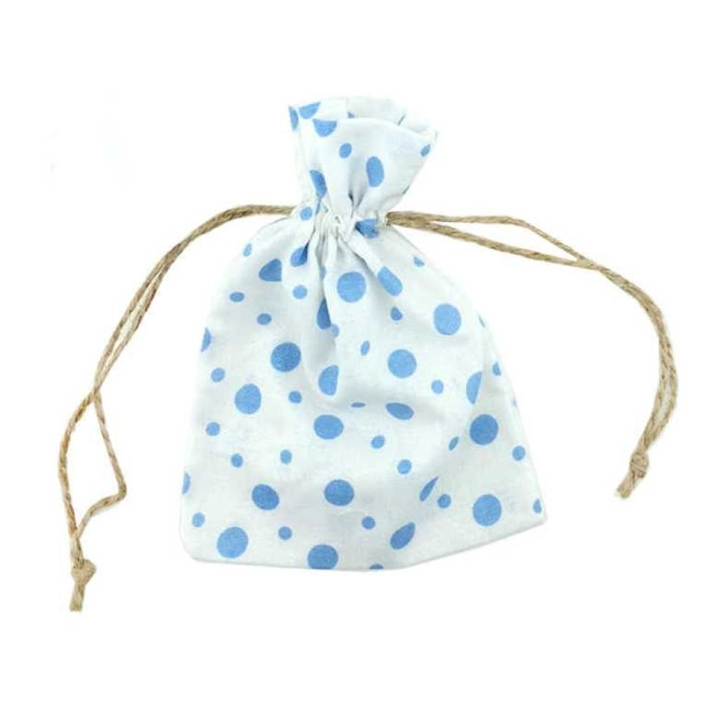 Toptan Büyük Puantiyeli Kumaştan Kese 11x14 cm 10 adet