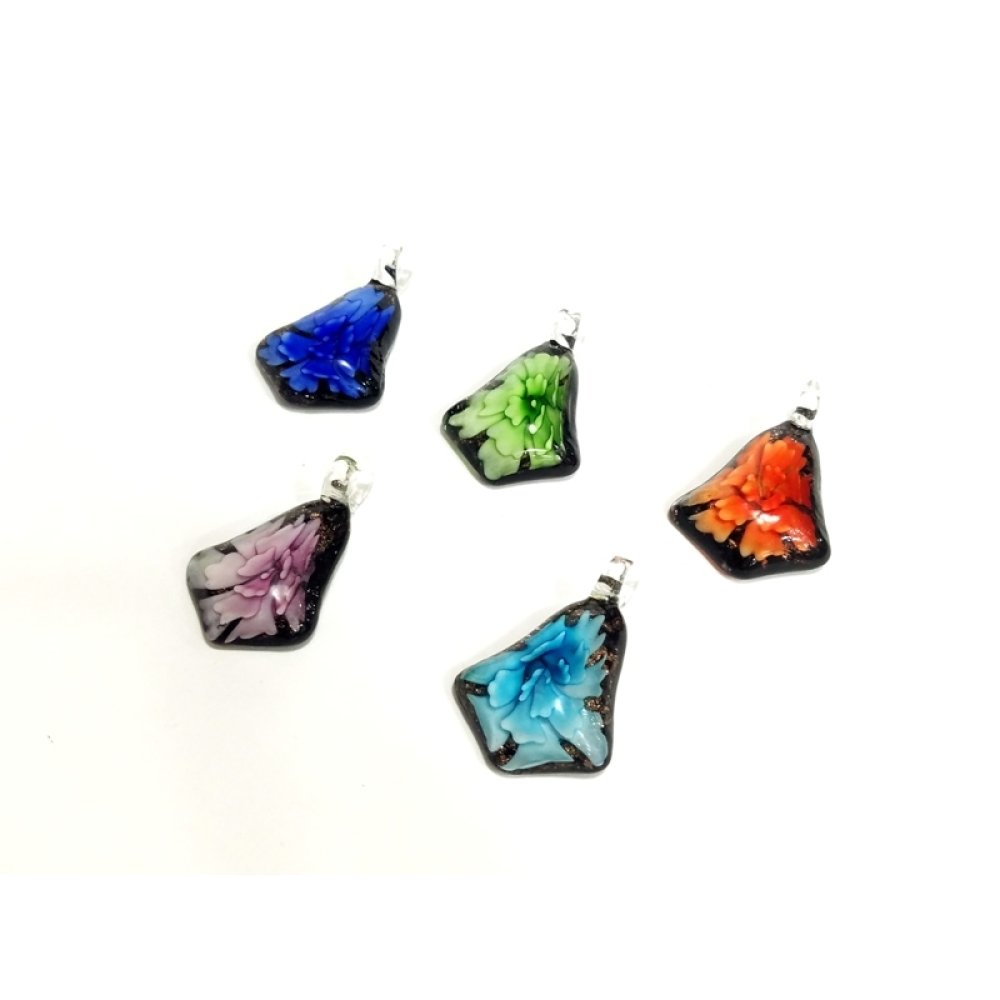 Toptan Çiçekli Cam Kolye Ucu