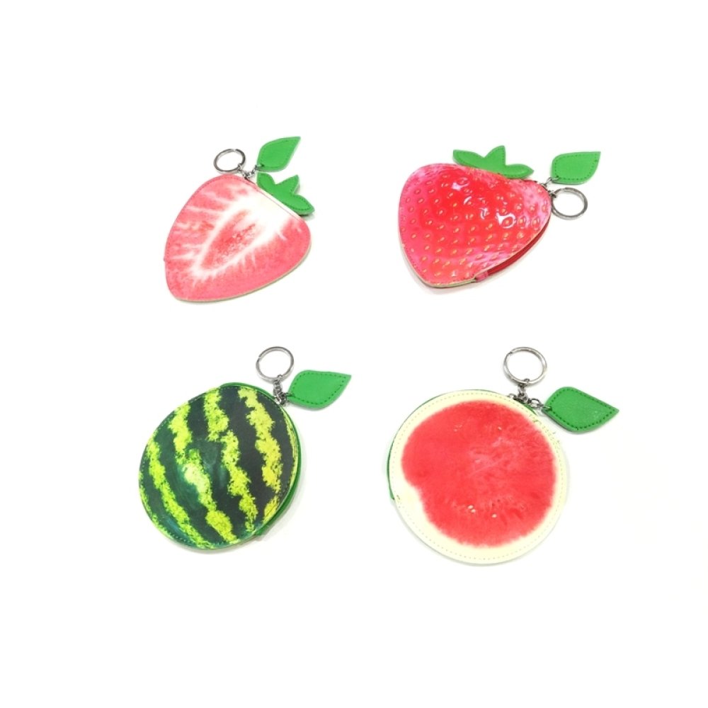 Toptan Çilek Karpuz Desenli Bozuk Para Cüzdanı Anahtarlık
