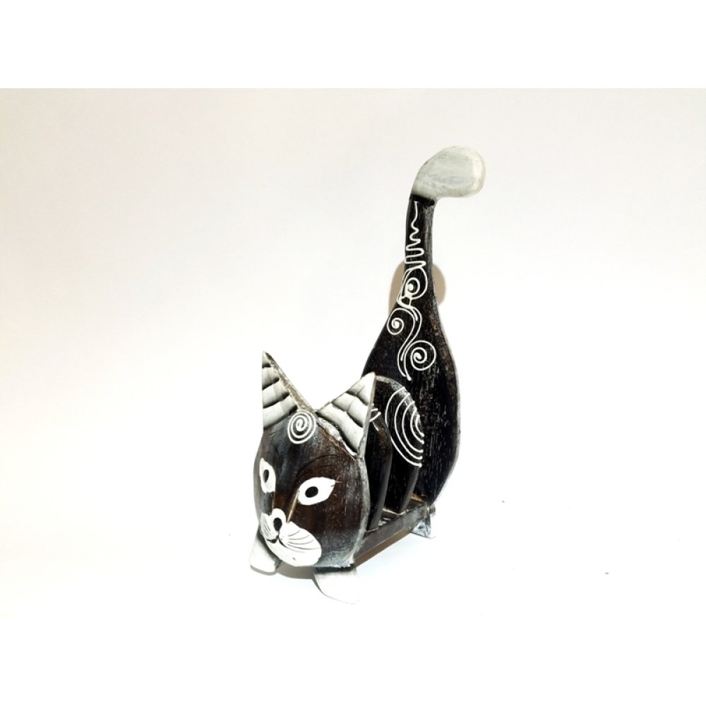 Toptan Dekoratif Ahşap Kedi Biblo Peçetelik